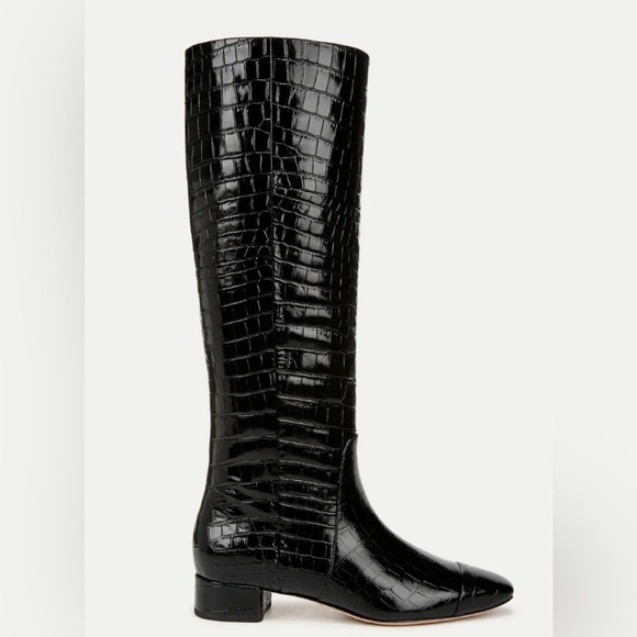 Veronica Beard Cecile Croc-Embossed Tall Boot | Wide-Calf black NWT - Picture 4 of 11
